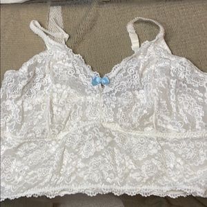 Bralette White lace blue bow, Torrid Size 3